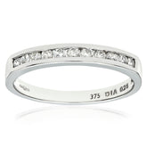 0.25ct Channel Set Round Diamond Half Eternity Ring in UK Hallmarked 9ct White Gold